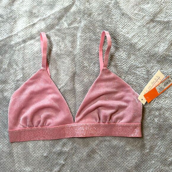 Colsie Pink Shimmer Mesh Triangle Bralette - Picture 1 of 5